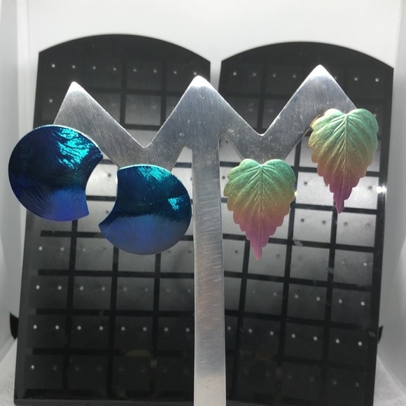 Bundle lot 2 gradient ombre vintage statement earrings - Picture 1 of 7